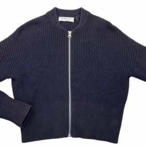 Everlane Knitted Zip Bomber Jacket Sweater in Navy - Size S